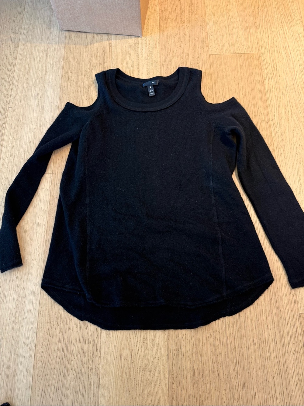 Aqua Black Cold-Shoulder Knit Sweater